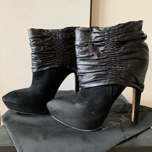 L.A.M.B Black suede/leather bootie